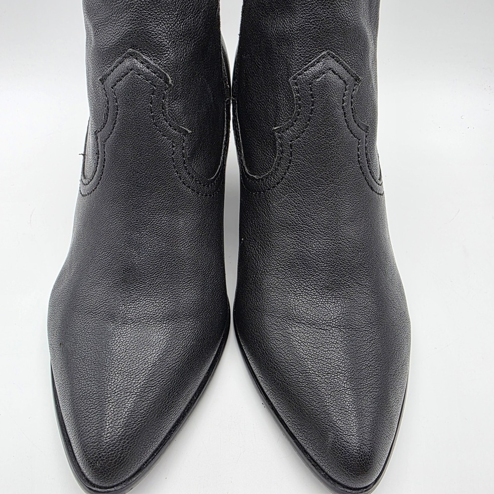 FRYE REINA Ankle Booties 7.5 Black Side Zip Cowboy Boots Heel Leather Western - Picture 3 of 10